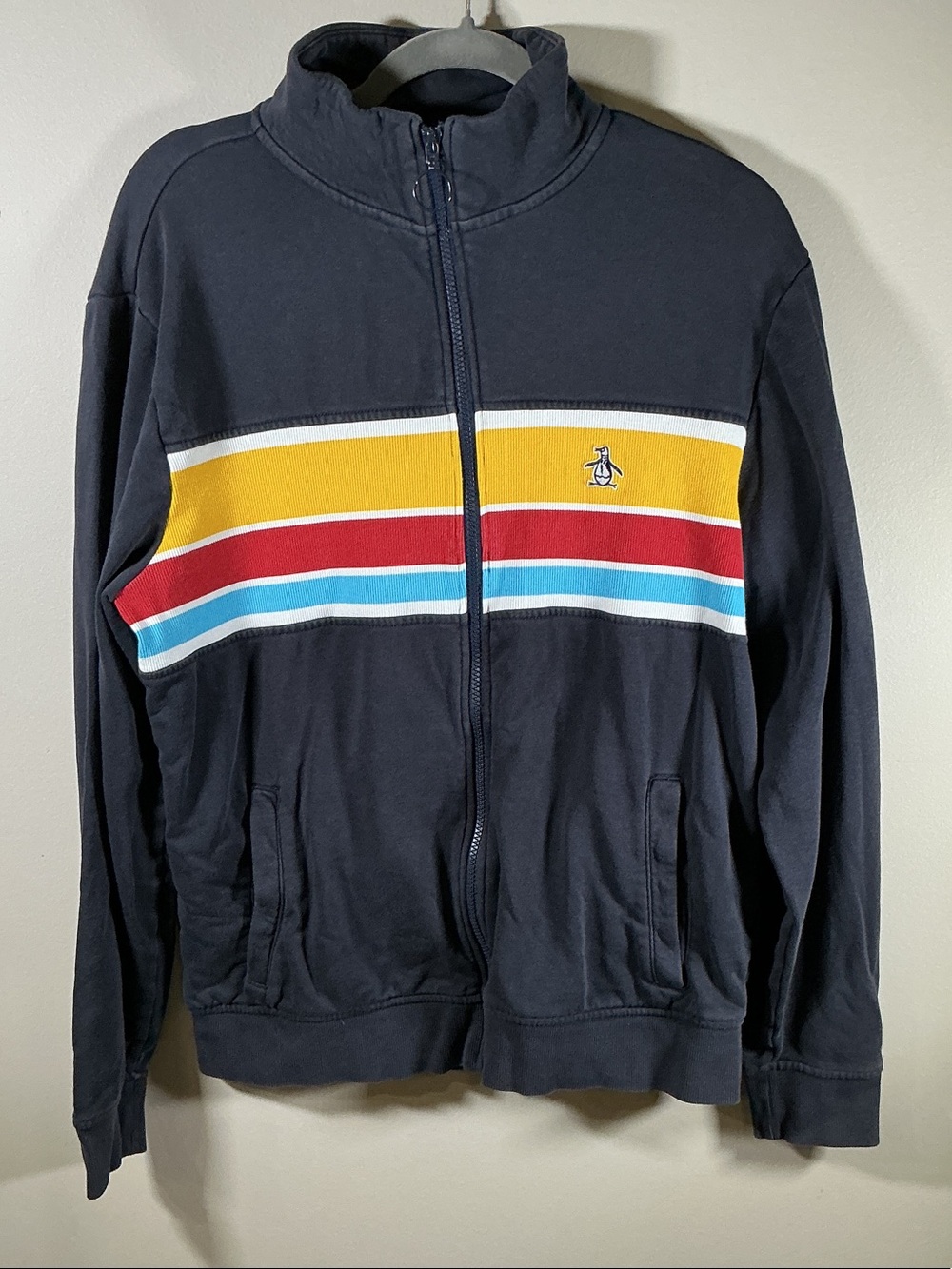 Original Penguin by Munsingwear Stripe Track Jacket Zip Up Sweatshirt Medium